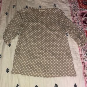Brown with white polka dot blouse